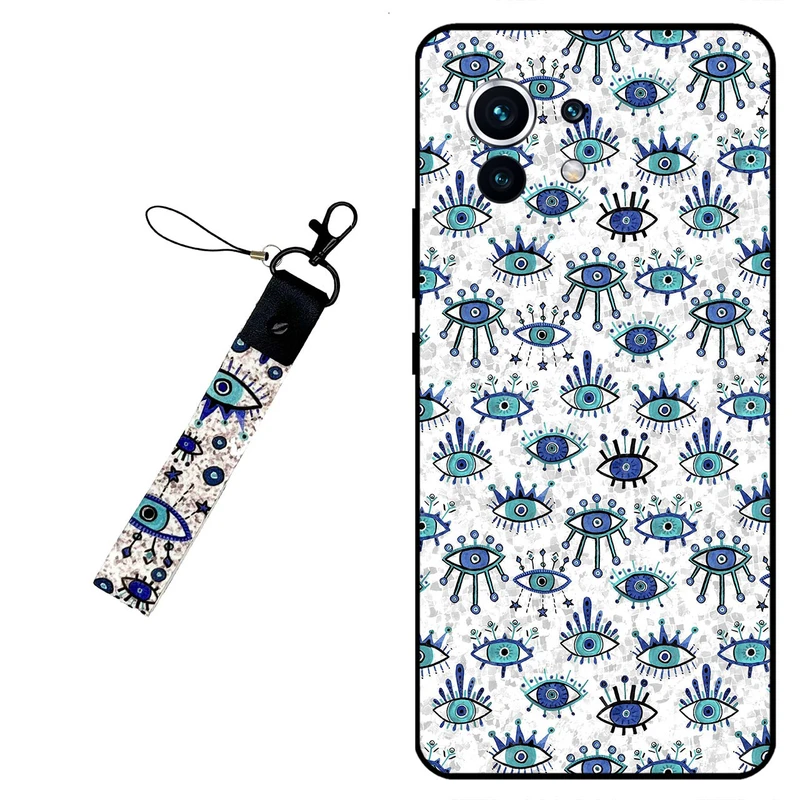 کاور مگافون طرح چشم نظر مدل 6464 مناسب برای گوشی موبایل شیائومی Mi 11 به همراه بند مچی 