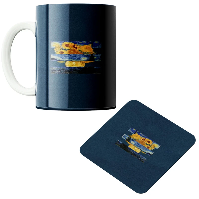 ماگ پادآفرین مدل گل کد 458 به همراه زیر لیوانی 