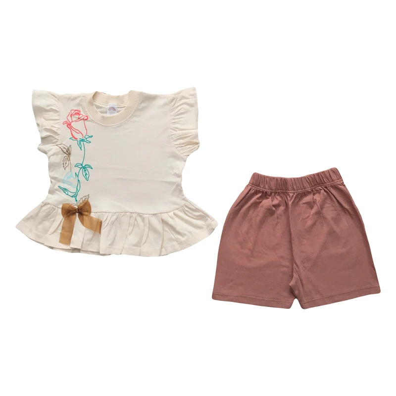 ست تی شرت و شلوارک دخترانه مدل آلاله کد ۴۶