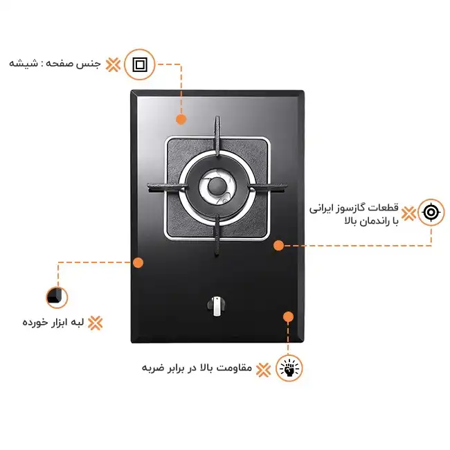 اجاق گاز صفحه ای استیل البرز مدل G1351