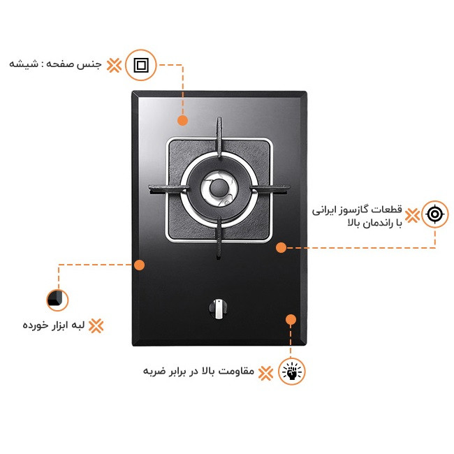 اجاق گاز صفحه ای استیل البرز مدل G1351