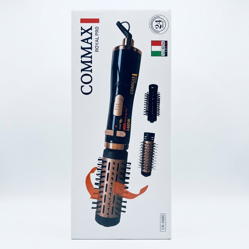 سشوار برس‌دار چرخشی کومکس مدل CR-6680 با موتور AC، توان 1400 وات