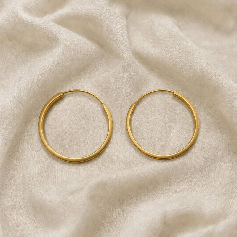 گوشواره حلقه‌ای طلا 18 عیار زنانه گالری طلای عیاره مدل ساده - 2
