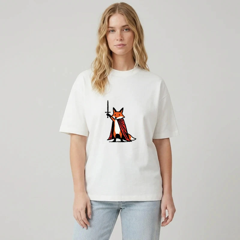 تی شرت آستین کوتاه زنانه پنبه طرح fox