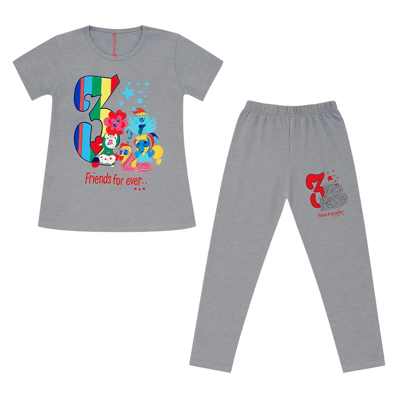 ست تی شرت آستین کوتاه و شلوار راحتی دخترانه مدل Pony