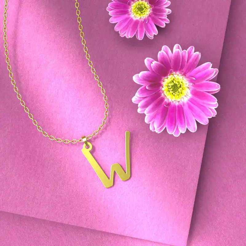 گردنبند طلا 18 عیار زنانه مدوپد مدل حرف W کد H3-1-1231