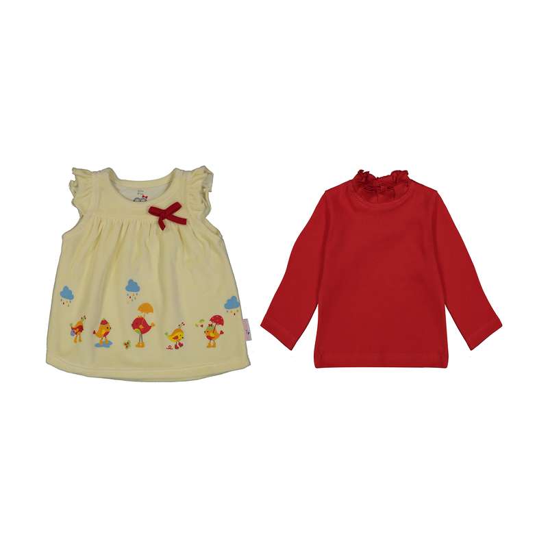 ست سارافون و بلوز نوزادی دخترانه آدمک مدل 2171213-07