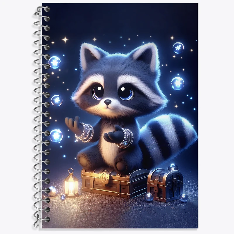 دفتر زبان 50 برگ خندالو مدل دو خط طرح راکون کیوت کد F5477