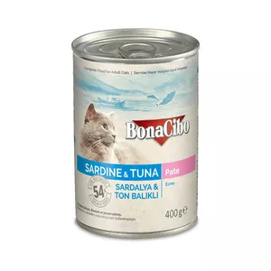 کنسرو گربه بوناسیبو مدل Sardine & Tuna وزن 400 گرم بسته دو عددی