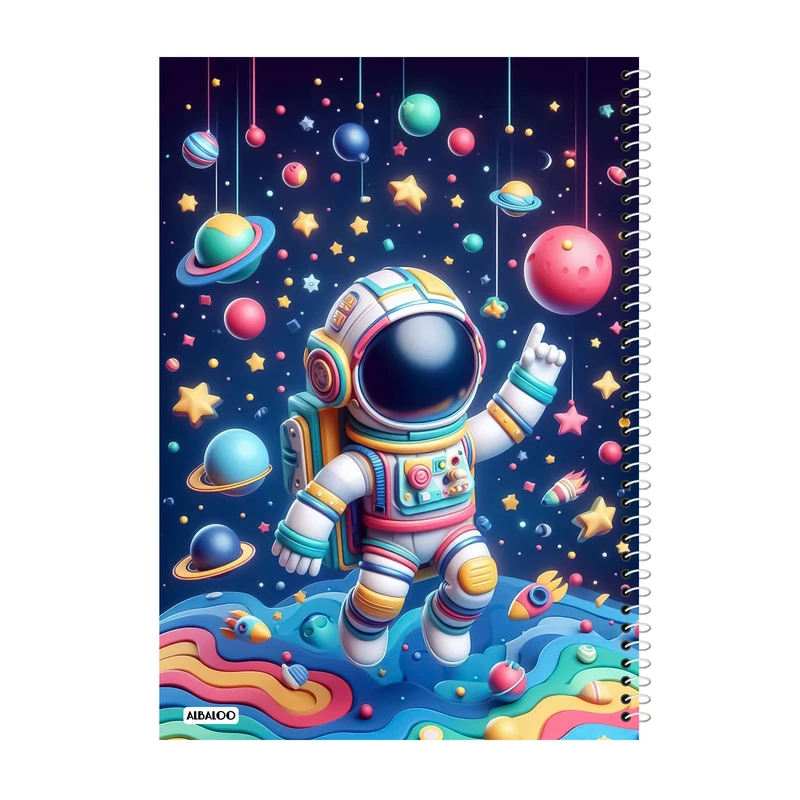 دفتر مشق 50 برگ آلبالو طرح فضانورد فانتزی کد 2377