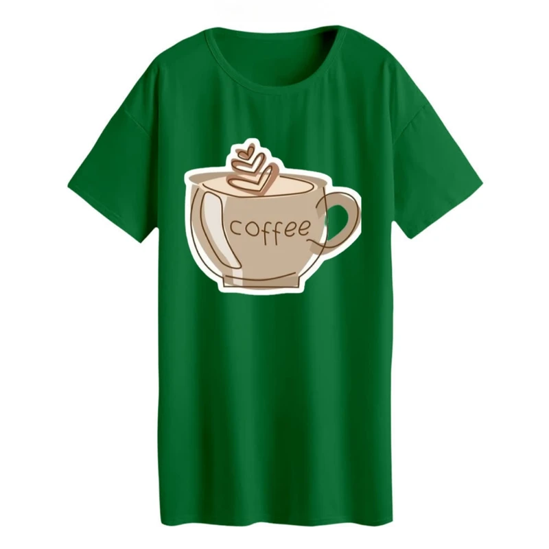 تی شرت لانگ زنانه مدل  فنجان قهوه