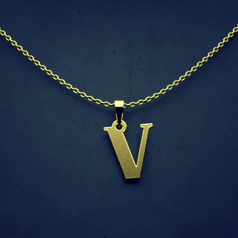 گردنبند طلا 18 عیار زنانه مدوپد مدل حرف V کد H3-1-1568