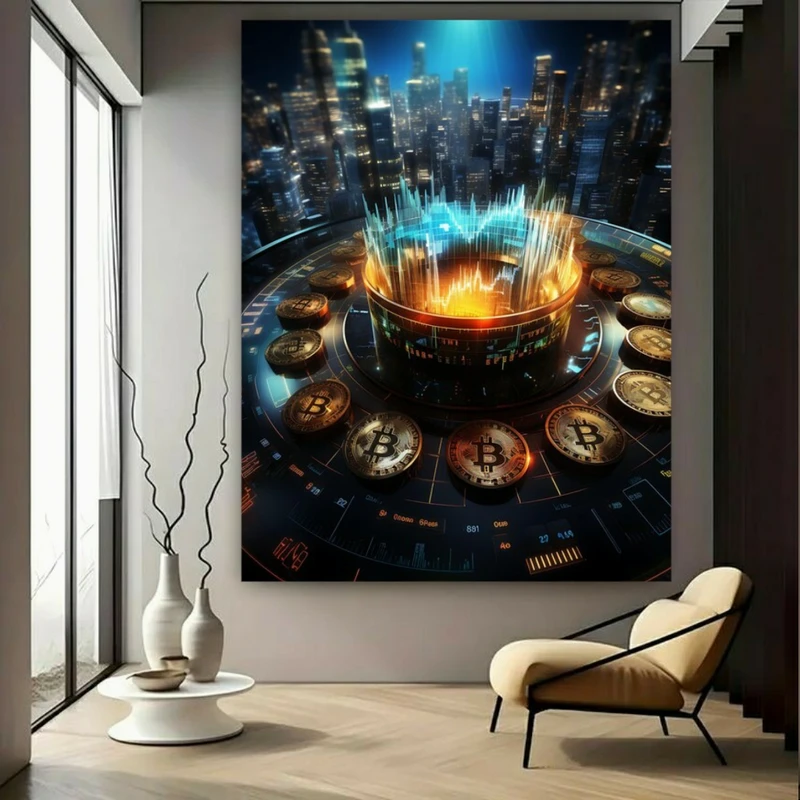 تابلو بوم طرح ارز دیجیتال مدل گودال بیت کوین کد N122