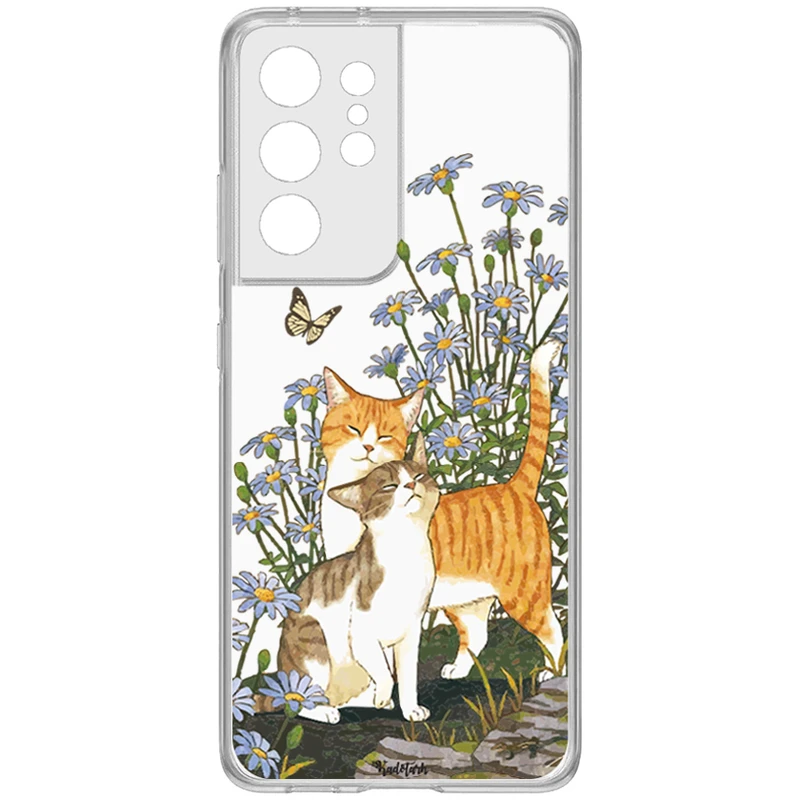 کاور طرح گربه & پروانه مناسب برای گوشی موبایل سامسونگ Galaxy S21 Ultra