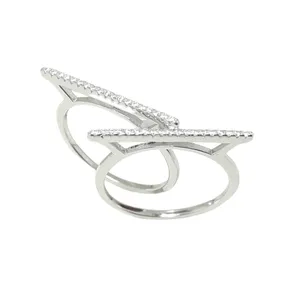 انگشتر نقره زنانه مدل حلقه پشت کد 10062مجموعه دو عددی