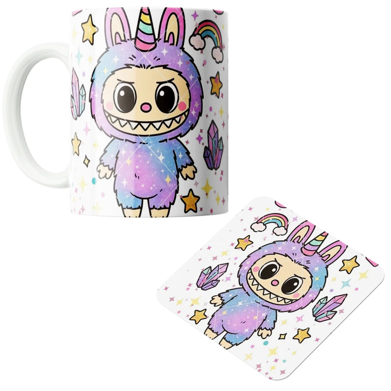 ماگ پاد آفرین مدل لبوبو کد z213 به همراه زیر لیوانی