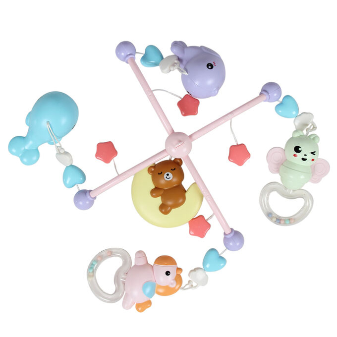 آویز تخت کودک مدل جغجغه ای چندکاره طرح حیوانات کد 1142