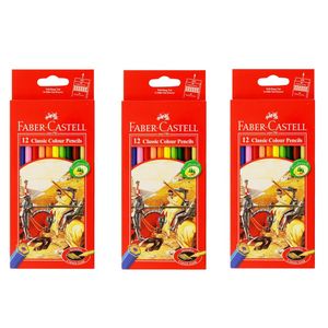مداد رنگی 12 رنگ فابر کاستل مدل classic بسته 3 عددی