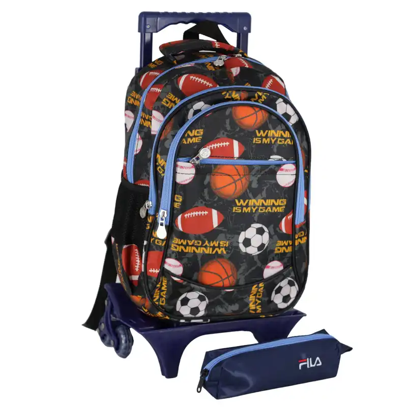 کوله پشتی چرخ دار طرح اسپرت به همراه جامدادی