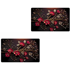 پادری مدل سه لایه رویه مخمل طرح گل کد 2515 مجموعه دو عددی