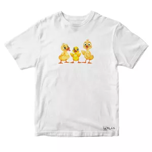 تی شرت آستین کوتاه پسرانه مدل جوجه اردک کد SH036 رنگ سفید