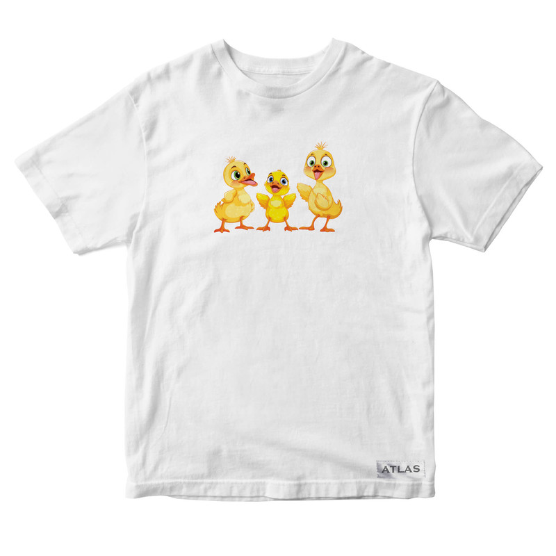 تی شرت آستین کوتاه دخترانه مدل جوجه اردک کد SH036 رنگ سفید