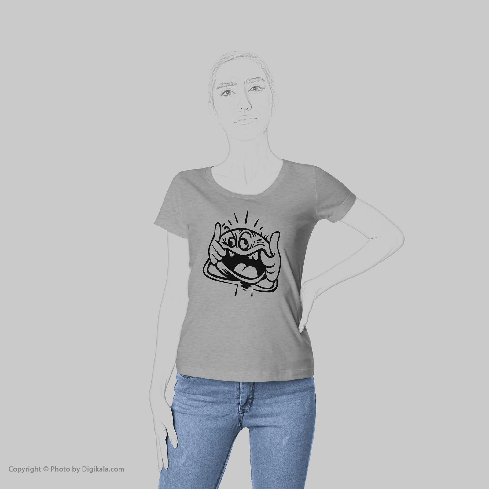 تی شرت زنانه به رسم طرح استیکر کد 411 -  - 6