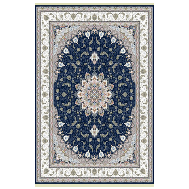 فرش ماشینی طرح اصفهان زمینه سرمه ای
