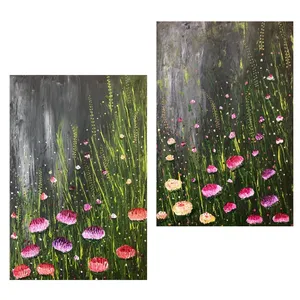 تابلو نقاشی رنگ روغن مدل گل کد 109 مجموعه دو عددی