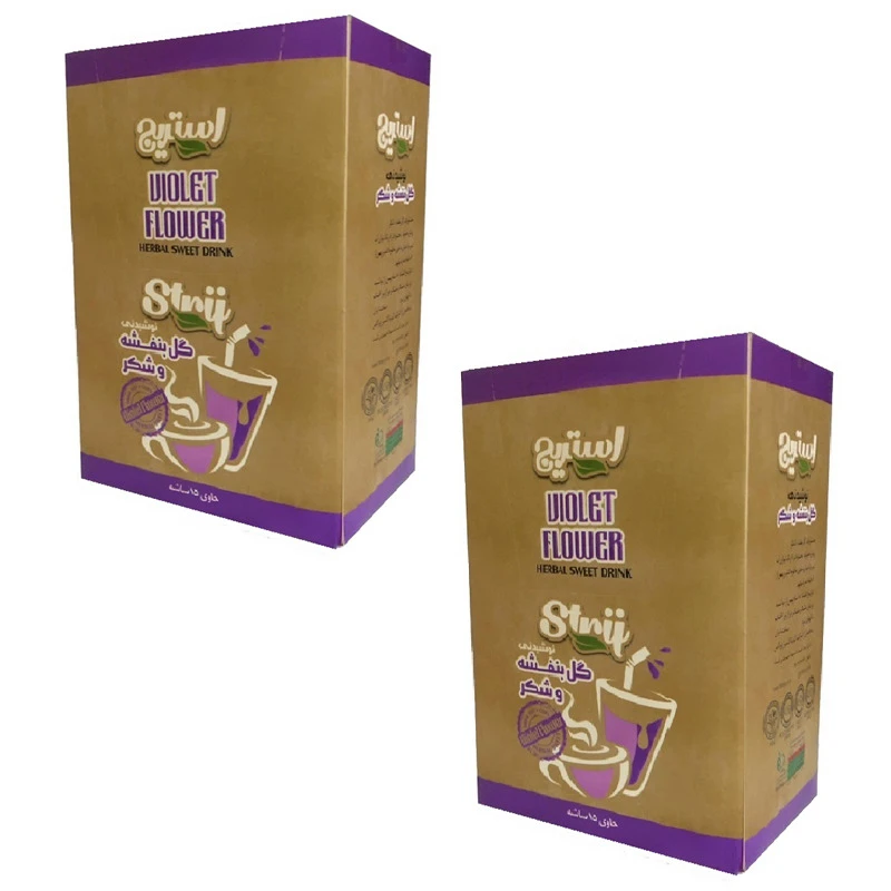  پودر شربت فوری گل بنفشه و شکرساشه ای استریج دو بسته 15 عددی