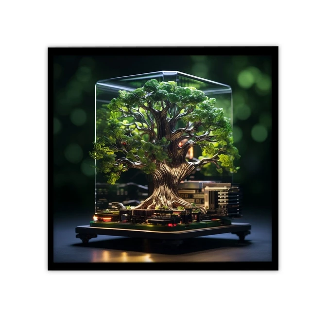 تابلو نوری بکلیت طرح ماکت شیشه ای و بونسای مدل B-MID-19337