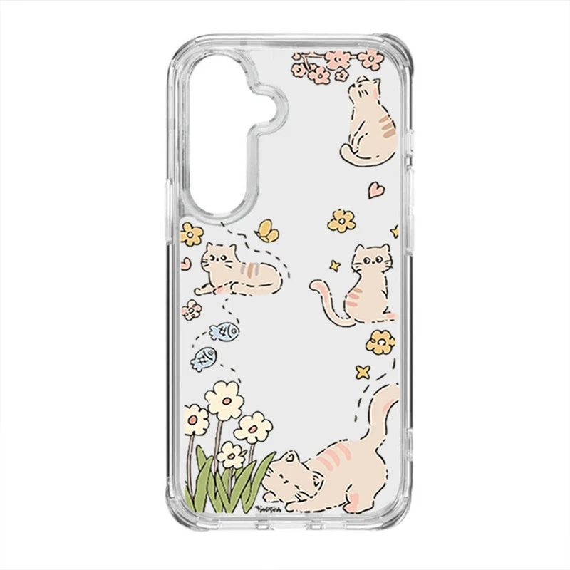 کاور طرح Cat & Flower مناسب برای گوشی موبایل سامسونگ Galaxy S26 Plus