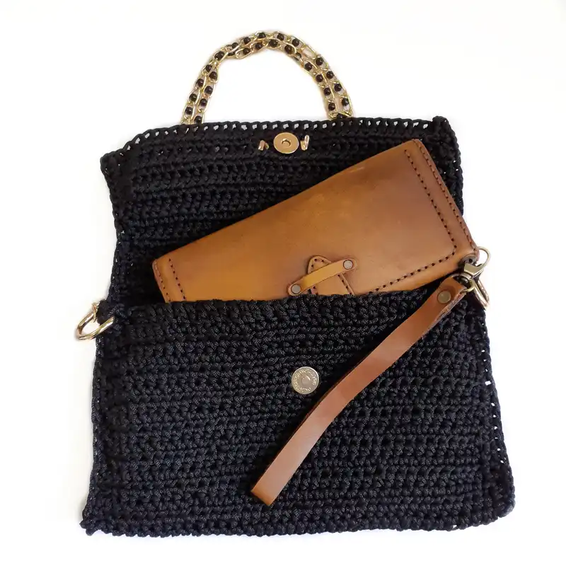 کیف دستی بافتنی مدل مکرومه کد001