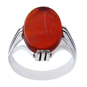 انگشتر نقره مردانه بازرگانی میلادی مدل عقیق خطاطی 5 تن کد AM_0169