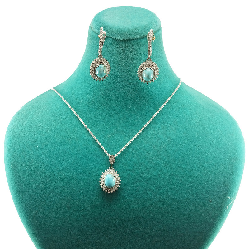 نیم ست نقره زنانه سلین کالا مدل فیروزه کد 126