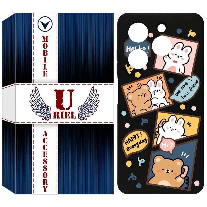 کاور یوریل مدل KSH کد 19 طرح خرگوش و خرس مناسب برای گوشی موبایل تکنو Spark 20 / Spark Go 2024