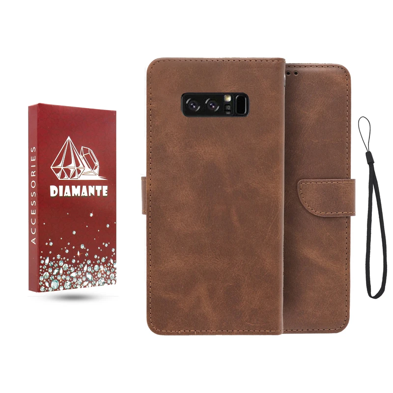 کیف کلاسوری دیامانته مدل بنددار مناسب برای گوشی موبایل سامسونگ Galaxy Note 8 به همراه بند آویز