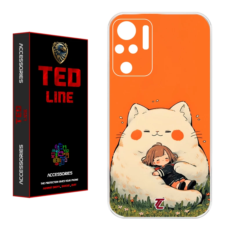 کاور تدلاین طرح گربه نارنجی کد 1138 مناسب برای گوشی موبایل شیائومی Redmi Note 10 4G / Note 10S / Poco M5S