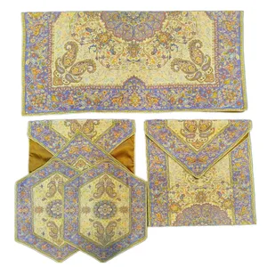 رومیزی ترمه طرح افشاری مجموعه 5 عددی