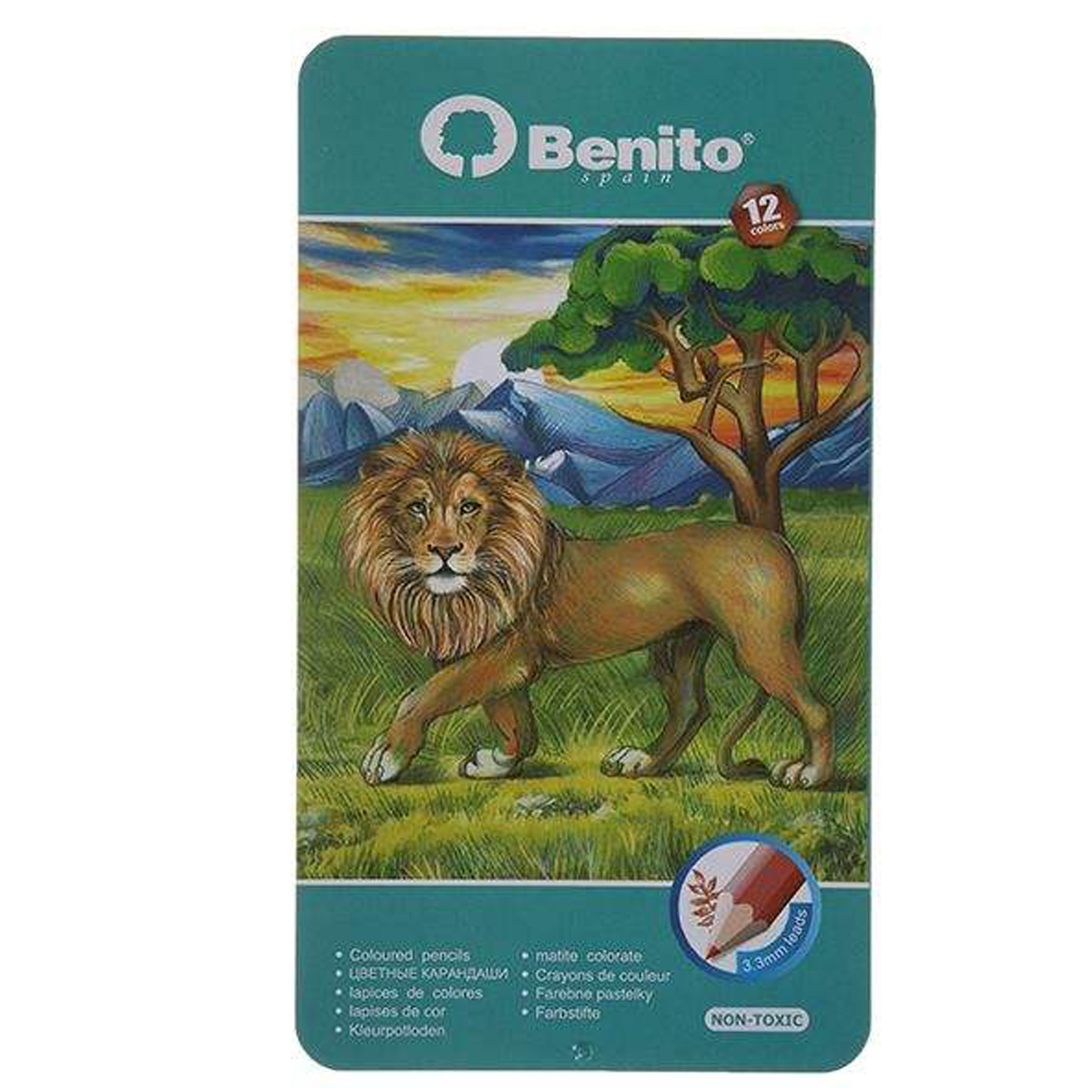 مداد رنگی مدل 12 رنگ بنیتو مدل Lion