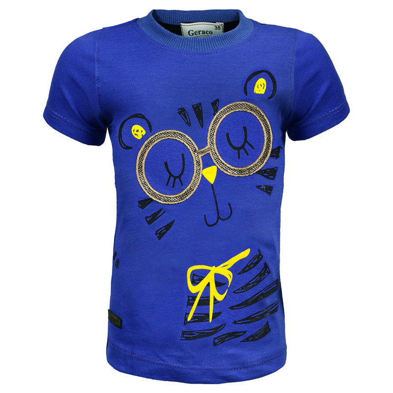 ست تی شرت و شلوار دخترانه مدل cat with glasses رنگ آبی
