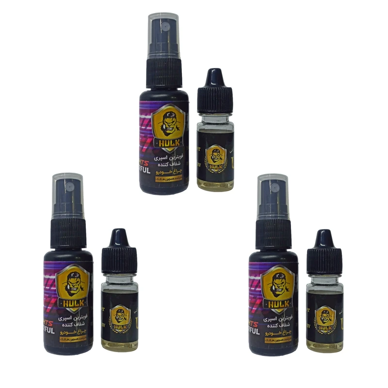 پولیش فوری رفع زردی و ماتی چراغ خودرو هالک مدل car lights powerful حجم 30 میلی لیتر بسته 3 عددی