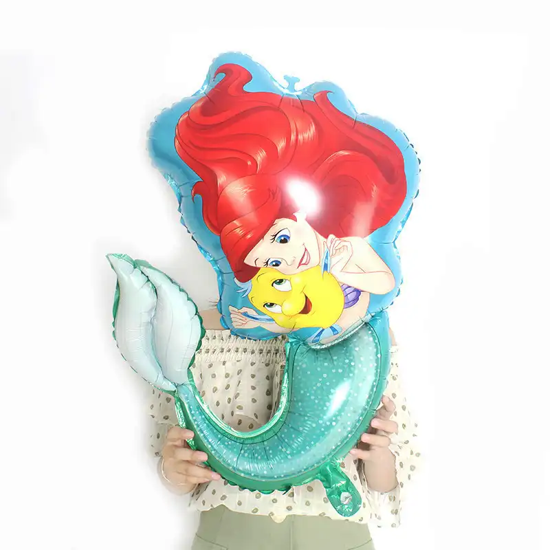 بادکنک فویلی لاکی بالونز مدل پری دریایی مو قرمز و ماهی کد 1198