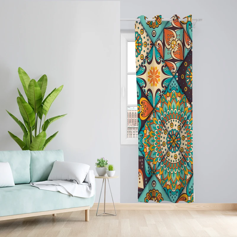 پرده طرح سنتی مدل مخمل پانچی کد 2598 z سایز 140x200 سانتی متر