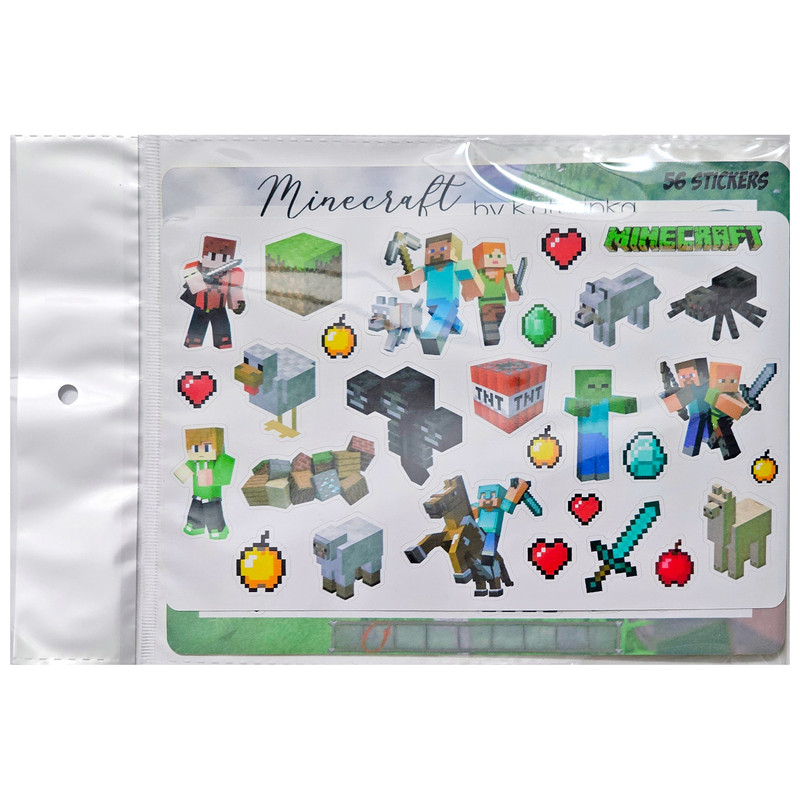 برچسب کاترینکا طرح برش خورده بولت ژورنال و اسکرپ بوک مدل Minecraft بسته 56 عددی
