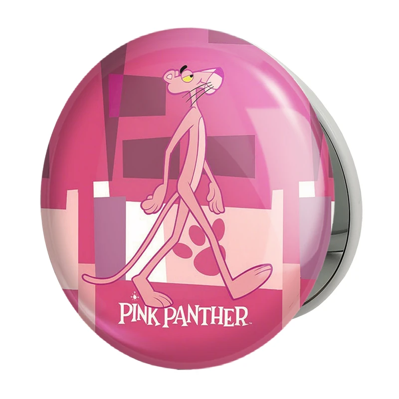آینه جیبی خندالو طرح پلنگ صورتی Pink Panther مدل تاشو کد 1406 