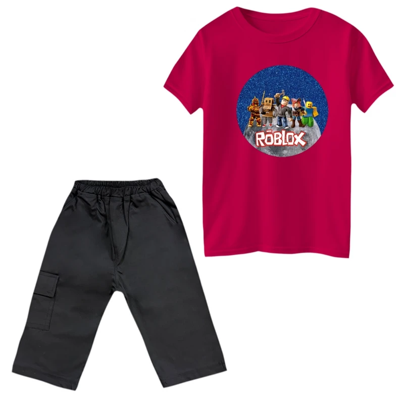 ست تی‌شرت و شلوارک پسرانه مدل روبلاکس کد 5