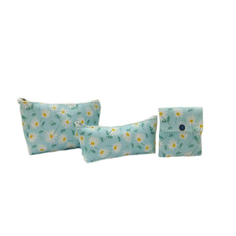 کیف لوازم آرایش زنانه مدل بابونه مجموعه 3 عددی