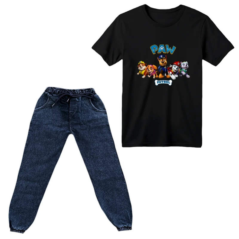 ست تی‌شرت آستین کوتاه و شلوار پسرانه مدل سگ نگهبان کد ۷ 