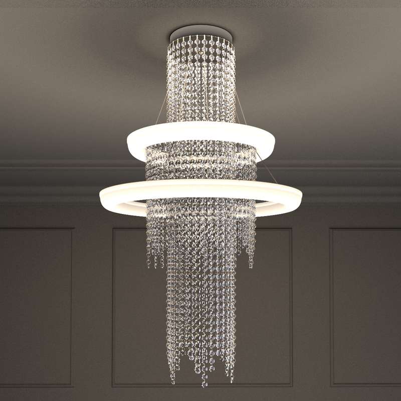 لوستر مدل 2 حلقه کریستالی